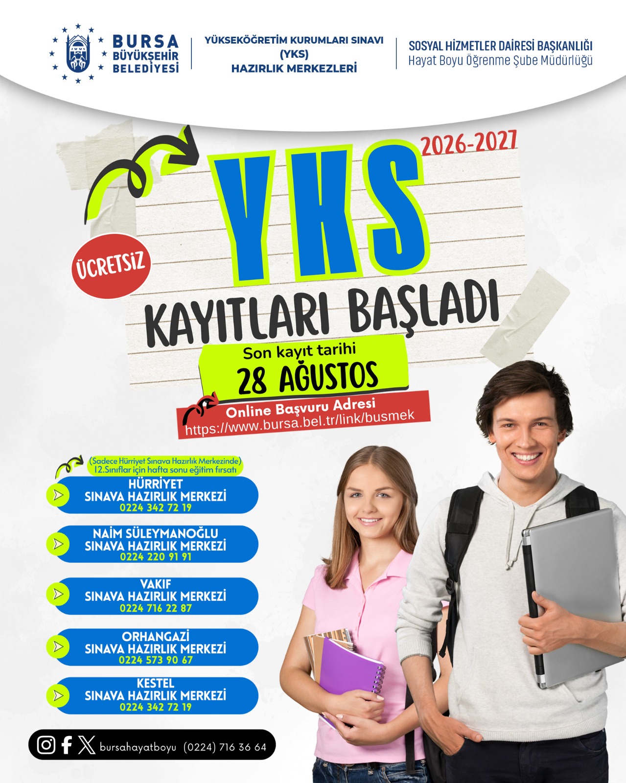 Büyükşehir YKS kursları için kayıtlar başladı