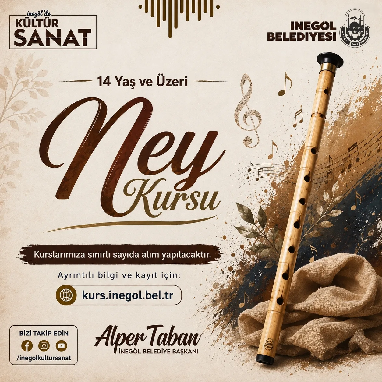 İnegöl Belediyesi’nin Kültür Sanat Kurs Kayıtları 14 Eylül’de Başlıyor