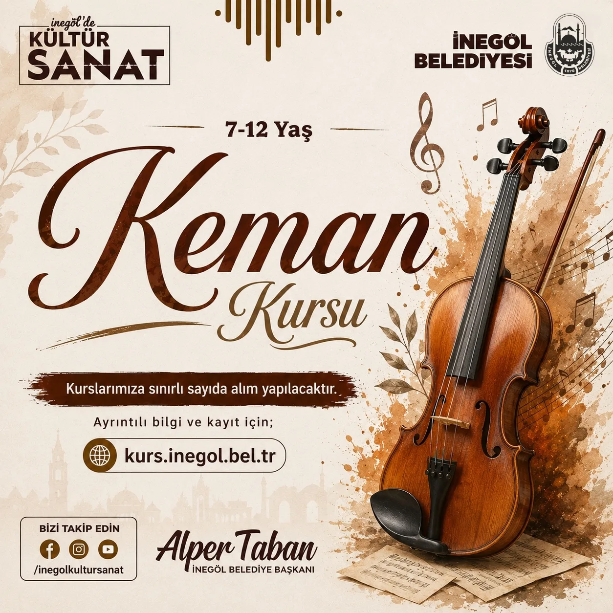 İnegöl Belediyesi’nin Kültür Sanat Kurs Kayıtları 14 Eylül’de Başlıyor